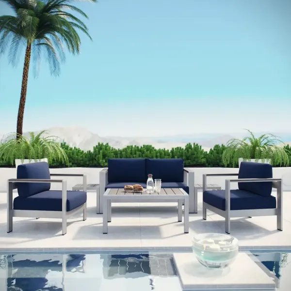 Shore 6 Piece Outdoor Patio Aluminum Sectional Sofa Set by Modway