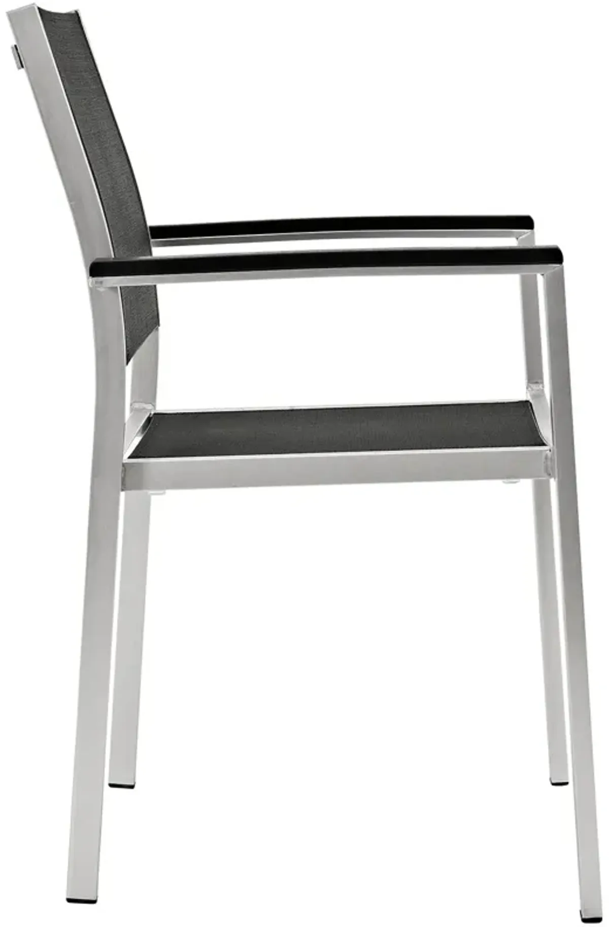 Shore Dining Chair Outdoor Patio Aluminum Set of 2 by Modway Silver Black