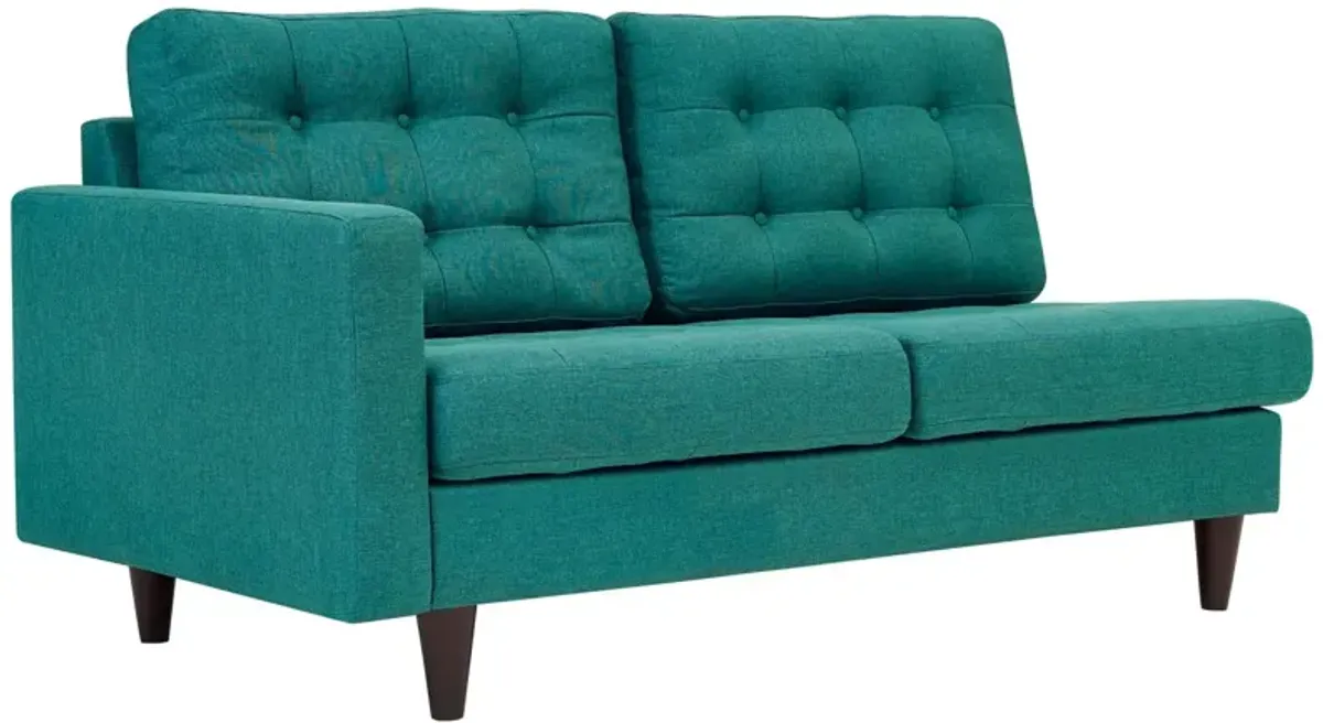 Empress Left-Facing Upholstered Fabric Loveseat by Modway Teal