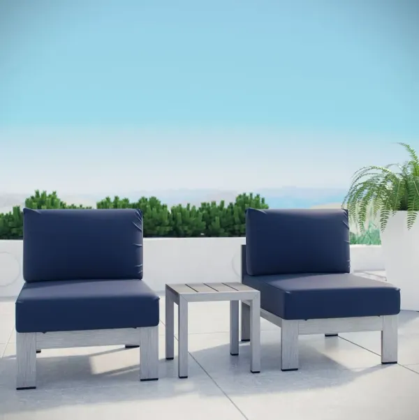 Shore 3 Piece Outdoor Patio Aluminum Sectional Sofa Set by Modway