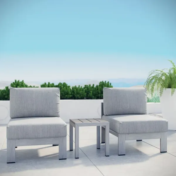 Shore 3 Piece Outdoor Patio Aluminum Sectional Sofa Set by Modway Silver Orange