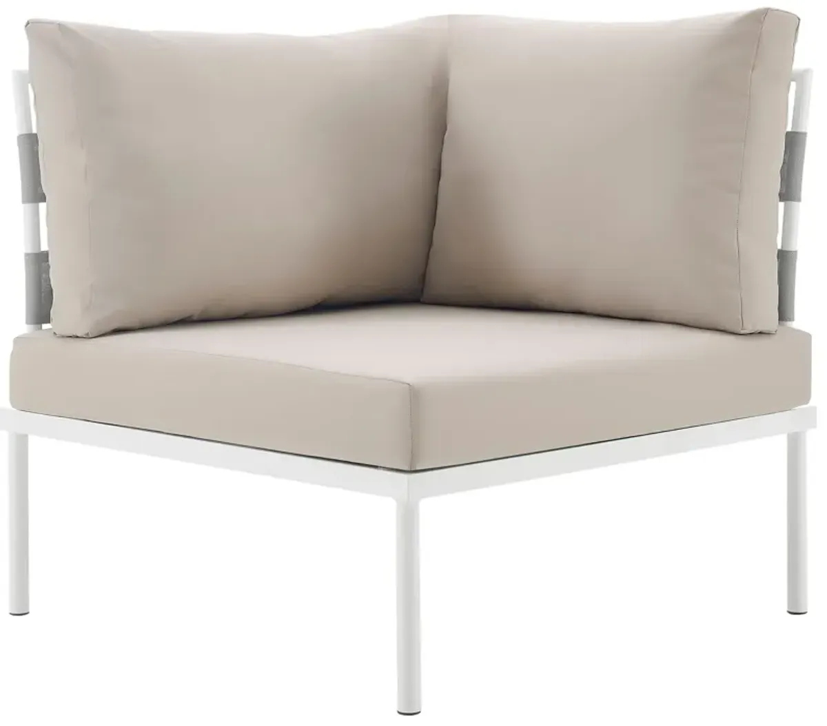 Harmony Outdoor Patio Aluminum Corner Sofa by Modway White Beige