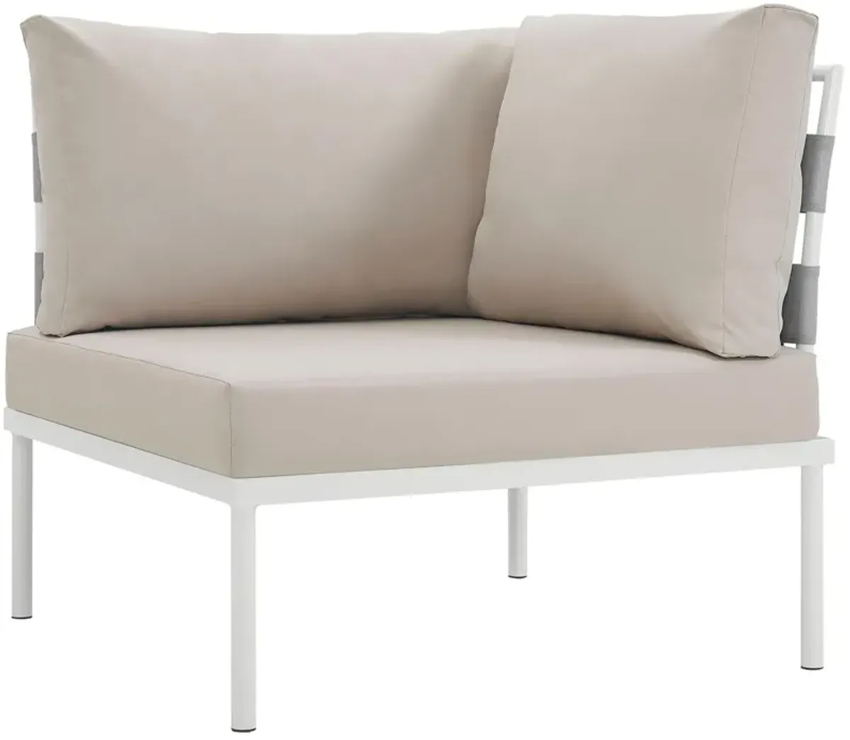 Harmony Outdoor Patio Aluminum Corner Sofa by Modway White Beige