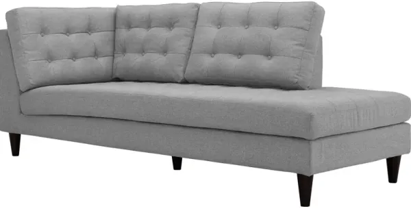 Empress Upholstered Fabric Right Facing Bumper by Modway Light Gray