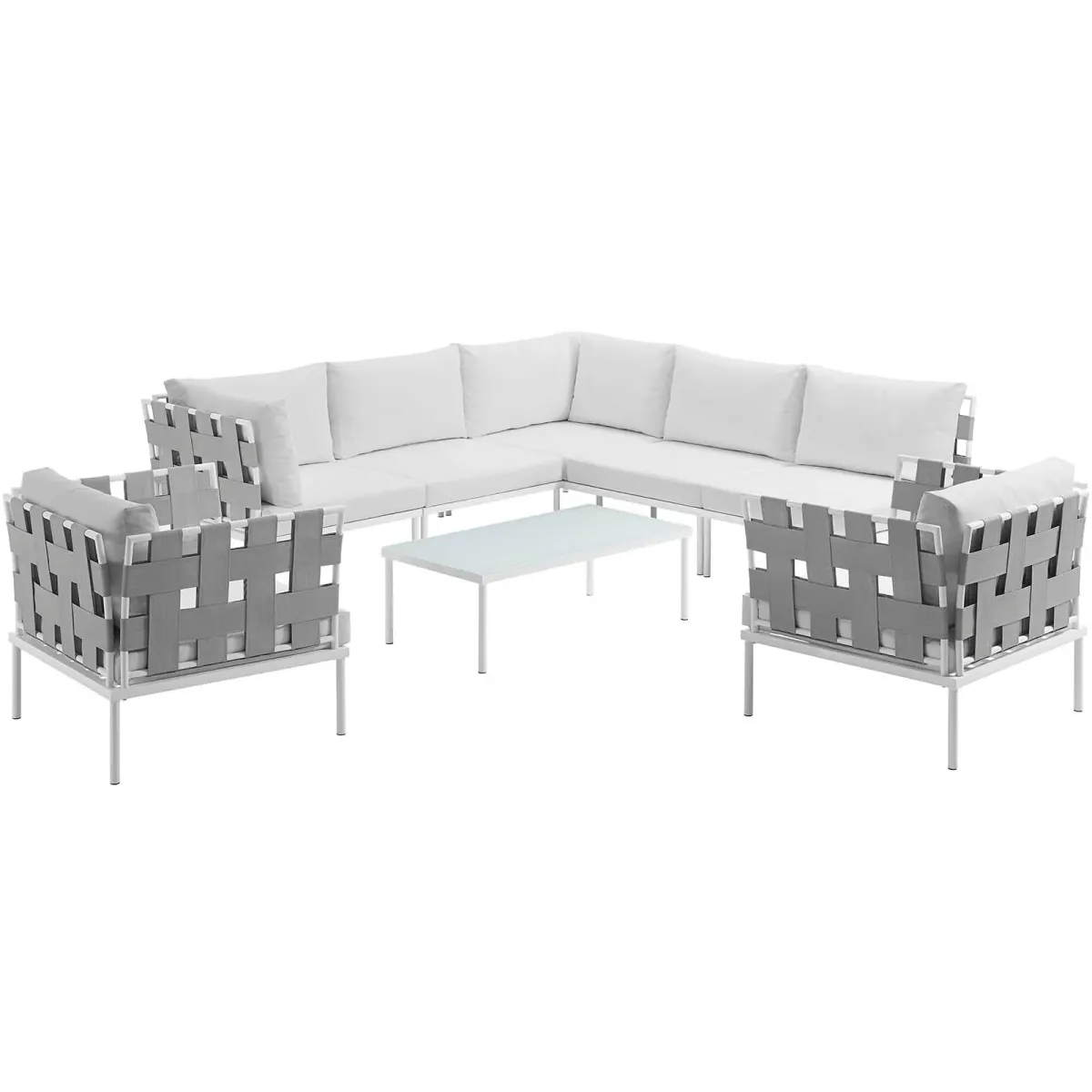 Harmony 8 Piece Outdoor Patio Aluminum Sectional Sofa Set by Modway
