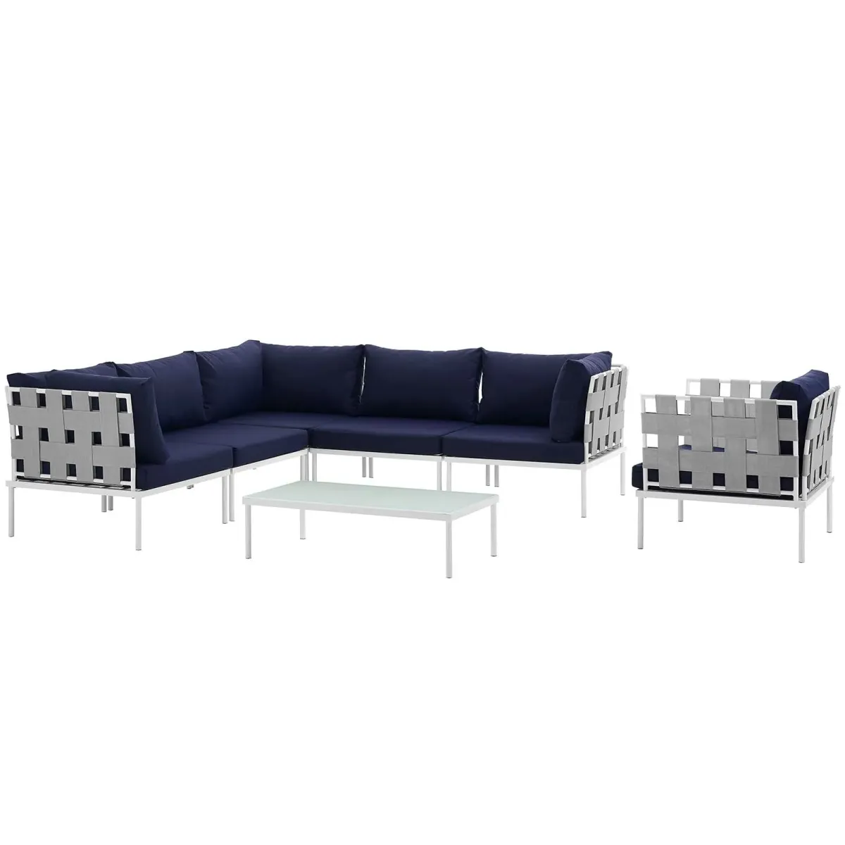 Harmony 7 Piece Outdoor Patio Aluminum Sectional Sofa Set by Modway
