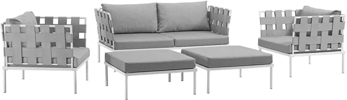 Harmony 5 Piece Outdoor Patio Aluminum Sectional Sofa Set by Modway