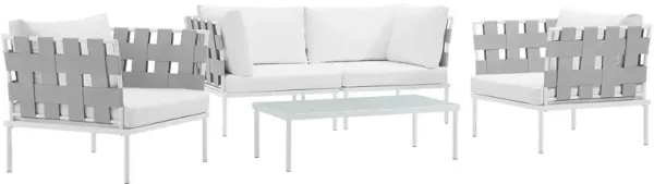 Harmony 5  Piece Outdoor Patio Aluminum Sectional Sofa Set by Modway White White