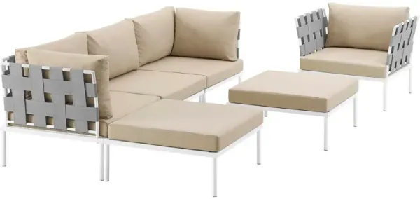 Harmony 6 Piece Outdoor Patio Aluminum Sectional Sofa Set by Modway