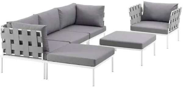 Harmony 6 Piece Outdoor Patio Aluminum Sectional Sofa Set by Modway