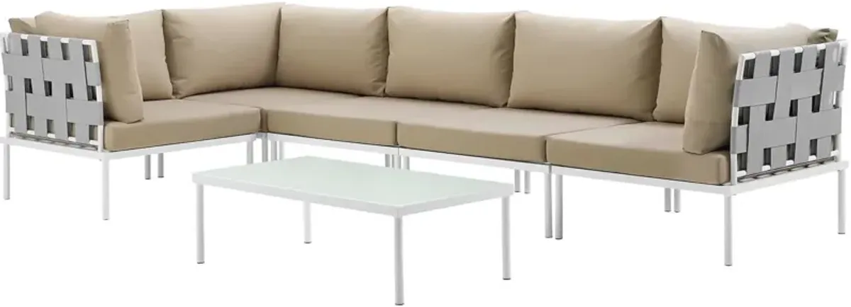 Harmony 6 Piece Outdoor Patio Aluminum Sectional Sofa Set by Modway