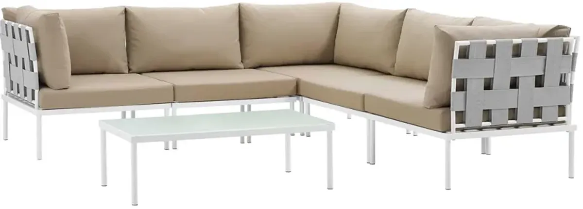 Harmony 6 Piece Outdoor Patio Aluminum Sectional Sofa Set by Modway