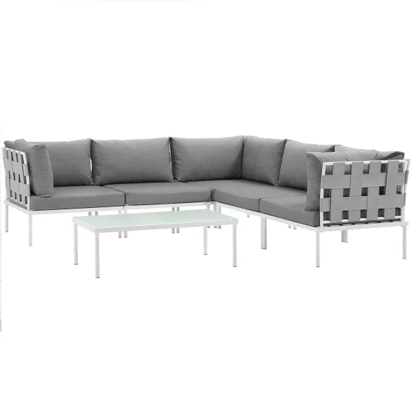 Harmony 6 Piece Outdoor Patio Aluminum Sectional Sofa Set by Modway