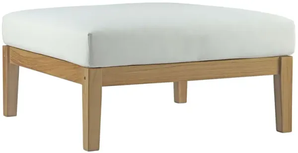 Bayport Outdoor Patio Teak Ottoman by Modway Natural White