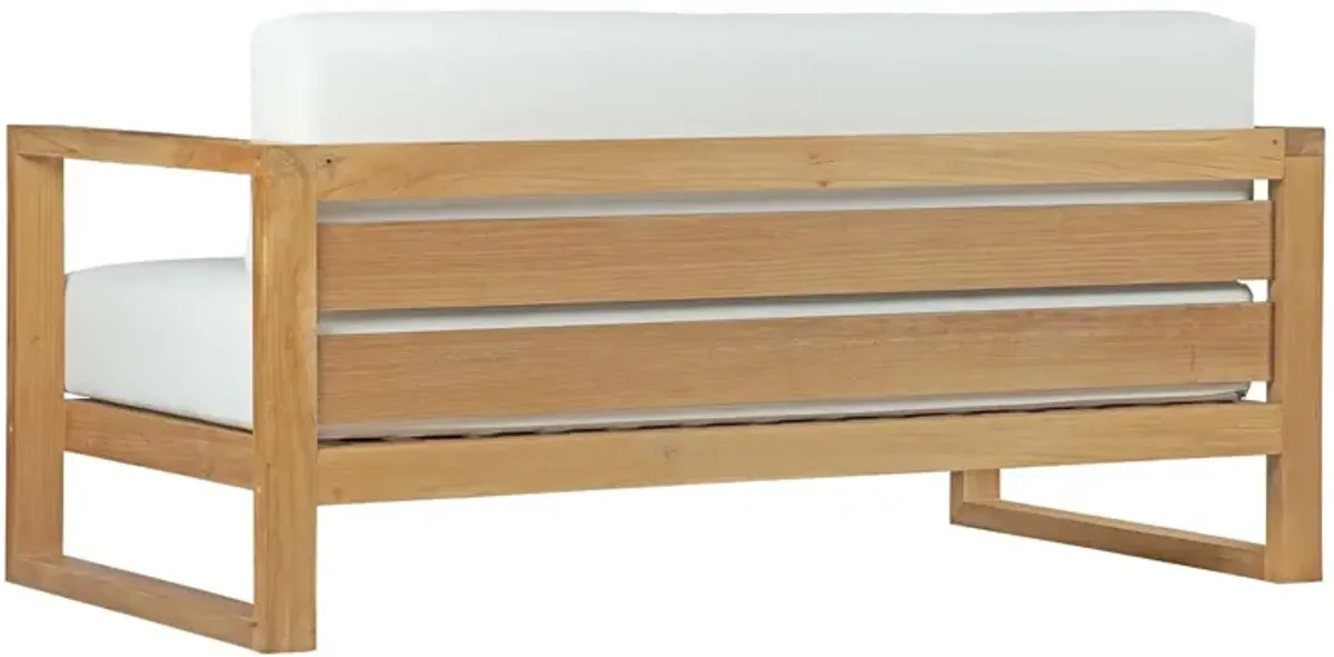 Upland Outdoor Patio Teak Sofa by Modway Natural White