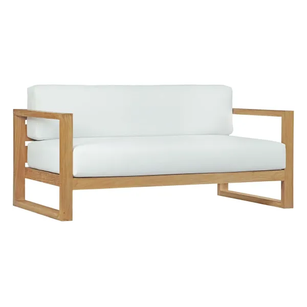 Upland Outdoor Patio Teak Sofa by Modway Natural White