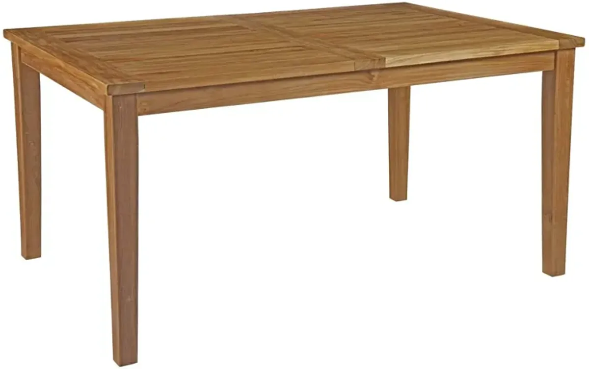 Marina 60" Outdoor Patio Teak Dining Table in Natural by Modway