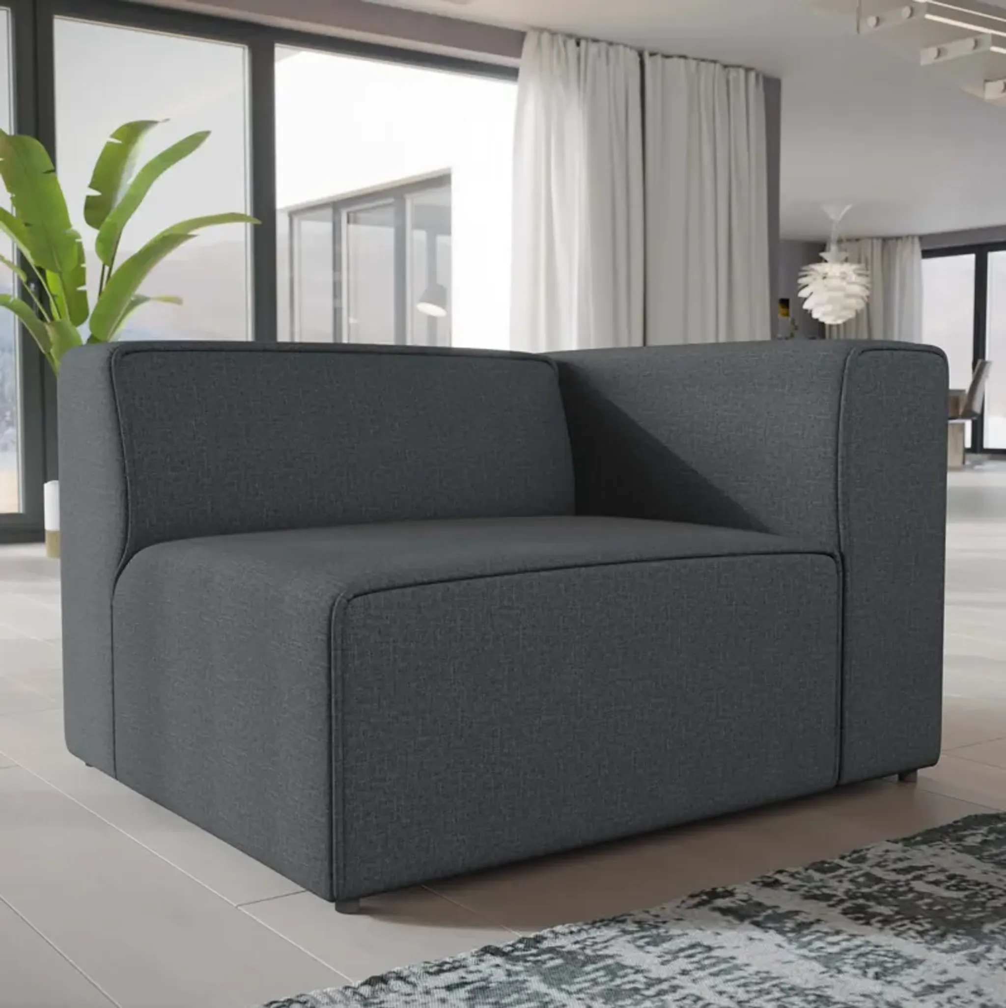 Mingle Fabric Right Facing Sofa By Modway Gray Lexmod | Furniture.com