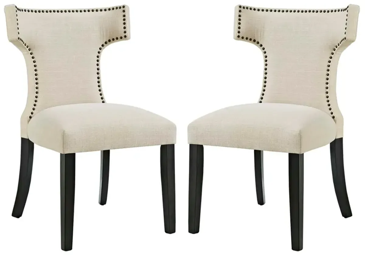 Curve Fabric Dining Side Chair Set of 2 by Modway Orange