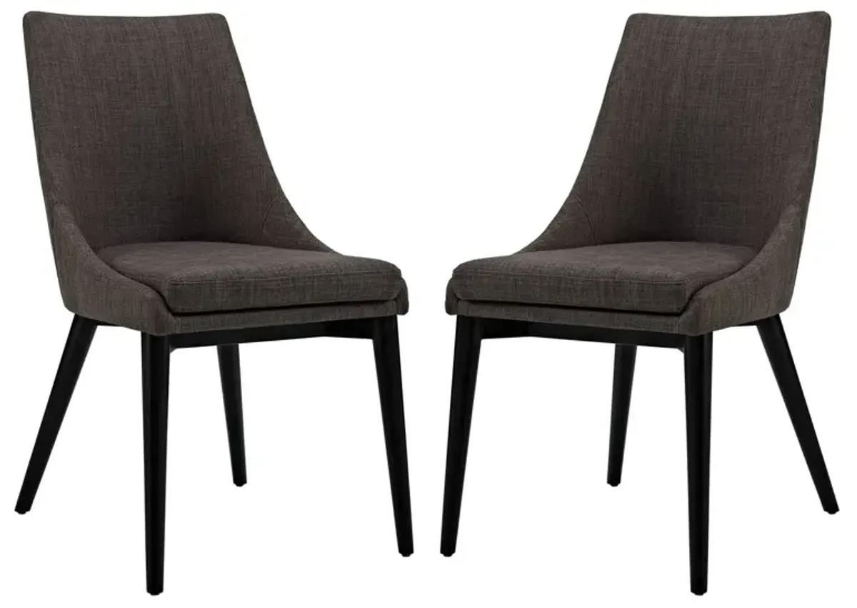 Viscount Dining Side Chair Fabric Set of 2 by Modway Brown