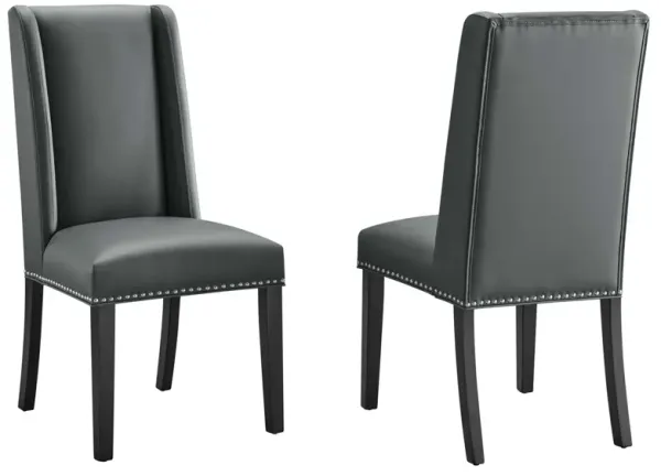 Baron Vinyl Dining Chair Set of 2 by Modway Gray