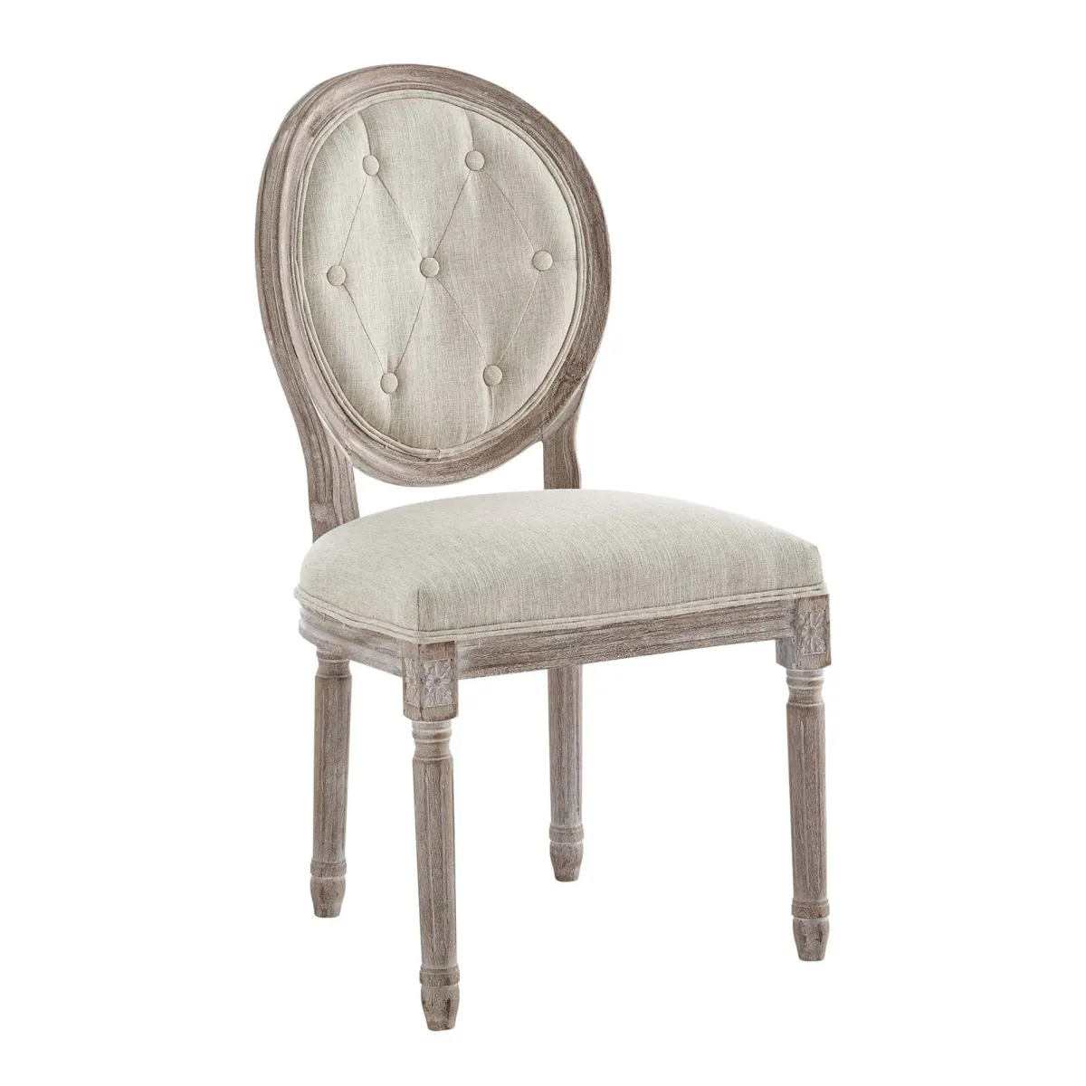 Arise Vintage French Upholstered Fabric Dining Side Chair by Modway Light Gray
