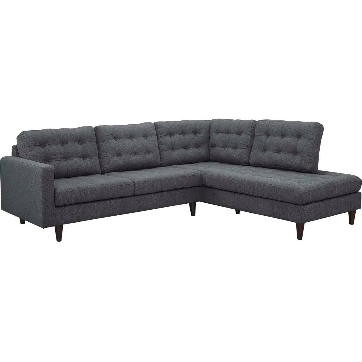 Empress 2 Piece Upholstered Fabric Right Facing Bumper Sectional by Modway Gray