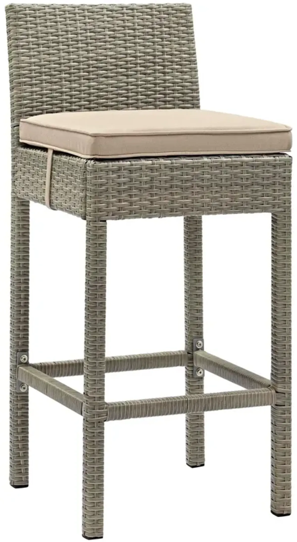 Conduit Outdoor Patio Wicker Rattan Bar Stool by Modway Light Gray Beige