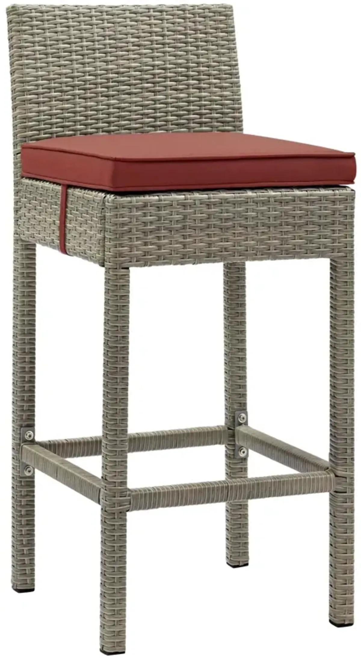 Conduit Outdoor Patio Wicker Rattan Bar Stool by Modway Light Gray Currant