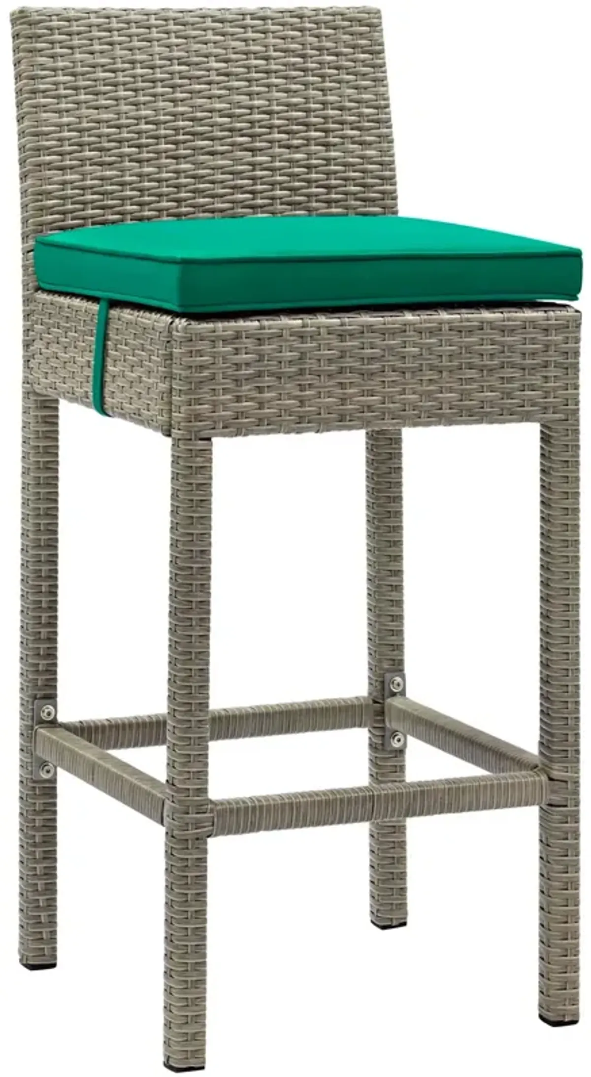 Conduit Outdoor Patio Wicker Rattan Bar Stool by Modway Light Gray Green