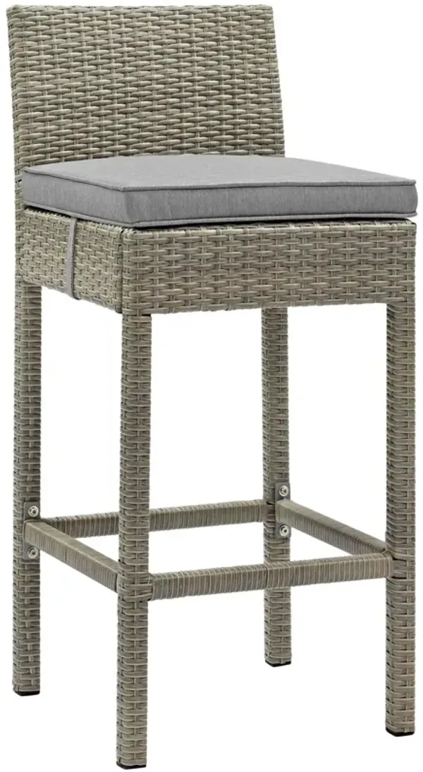 Conduit Outdoor Patio Wicker Rattan Bar Stool by Modway Light Gray Gray
