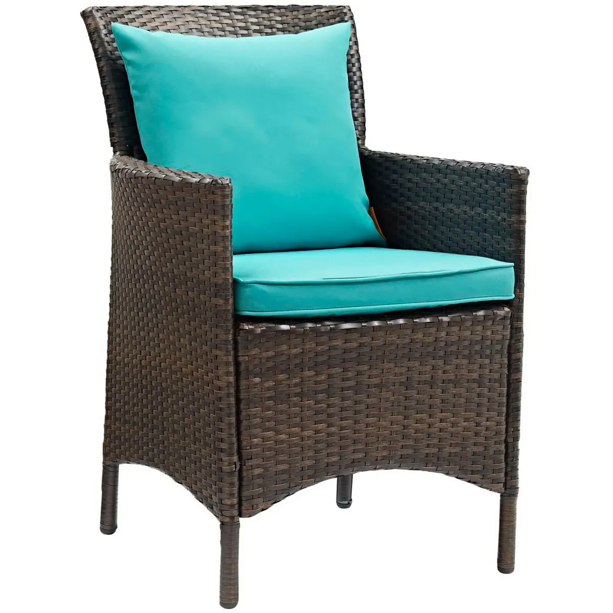Conduit Outdoor Patio Wicker Rattan Dining Armchair by Modway Brown Turquoise