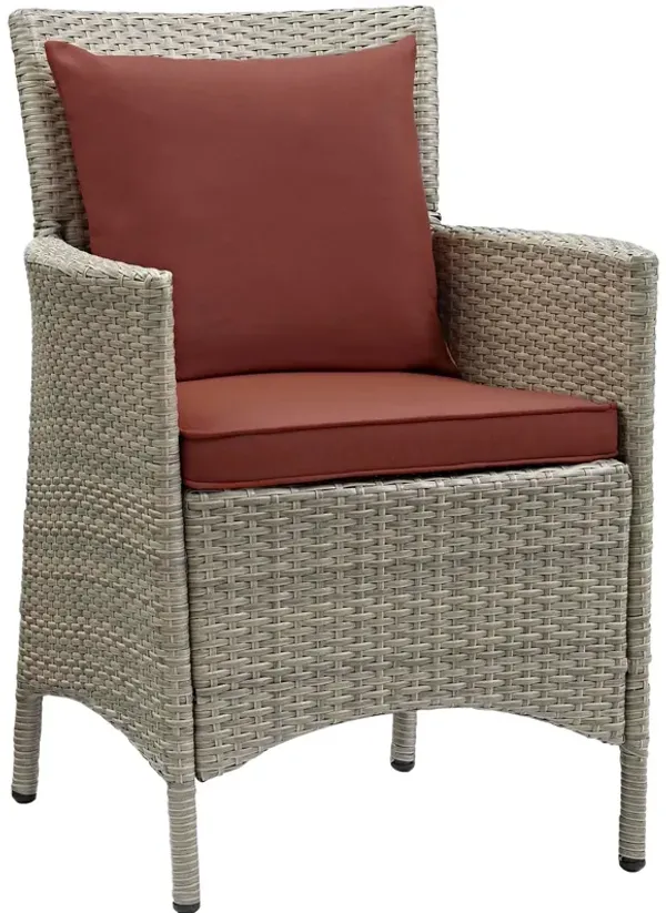 Conduit Outdoor Patio Wicker Rattan Dining Armchair by Modway Light Gray Currant