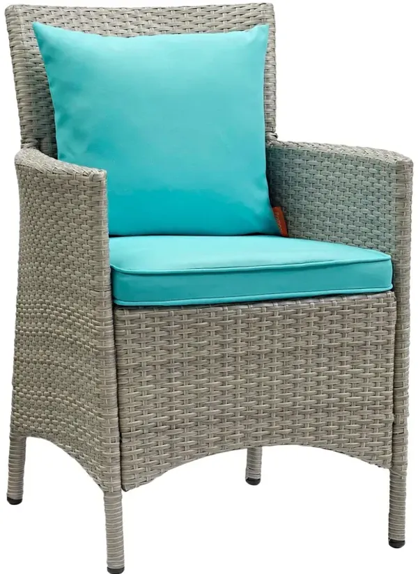 Conduit Outdoor Patio Wicker Rattan Dining Armchair by Modway Light Gray Turquoise