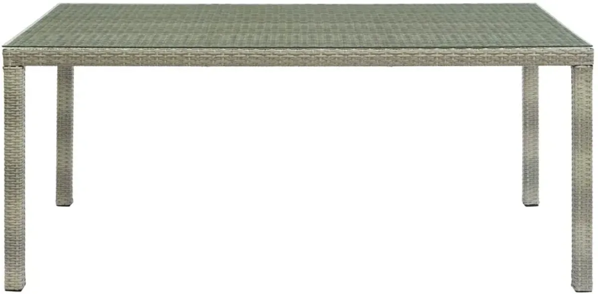 Conduit 70" Outdoor Patio Wicker Rattan Dining Table by Modway Light Gray