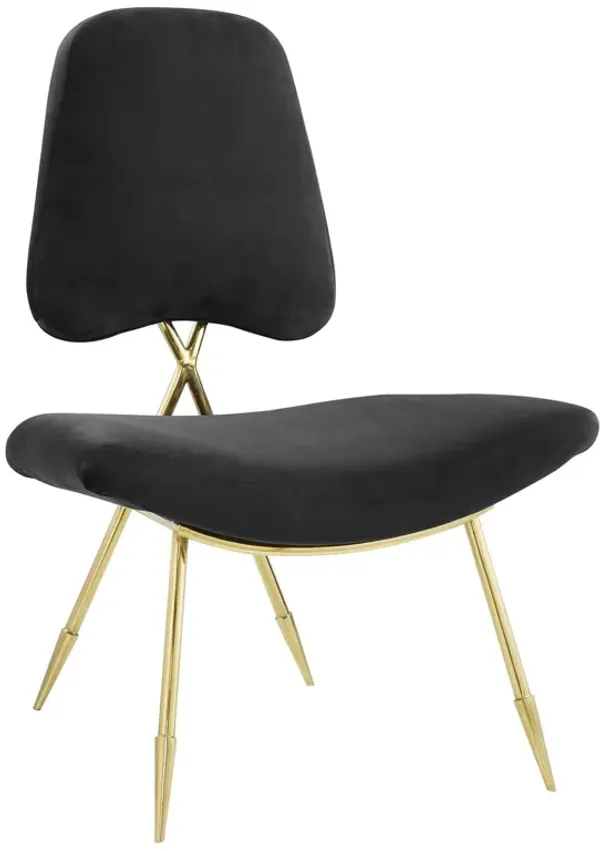 Ponder Performance Velvet Lounge Chair by Modway Black