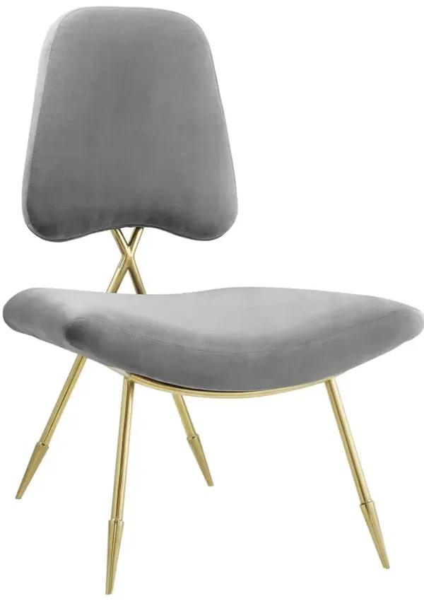 Ponder Performance Velvet Lounge Chair by Modway Gray