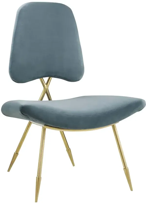 Ponder Performance Velvet Lounge Chair by Modway Sea Blue