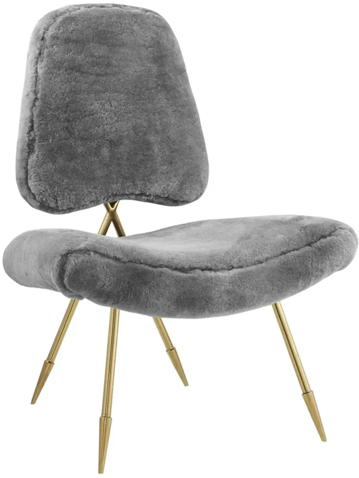 Ponder Upholstered Sheepskin Fur Lounge Chair by Modway