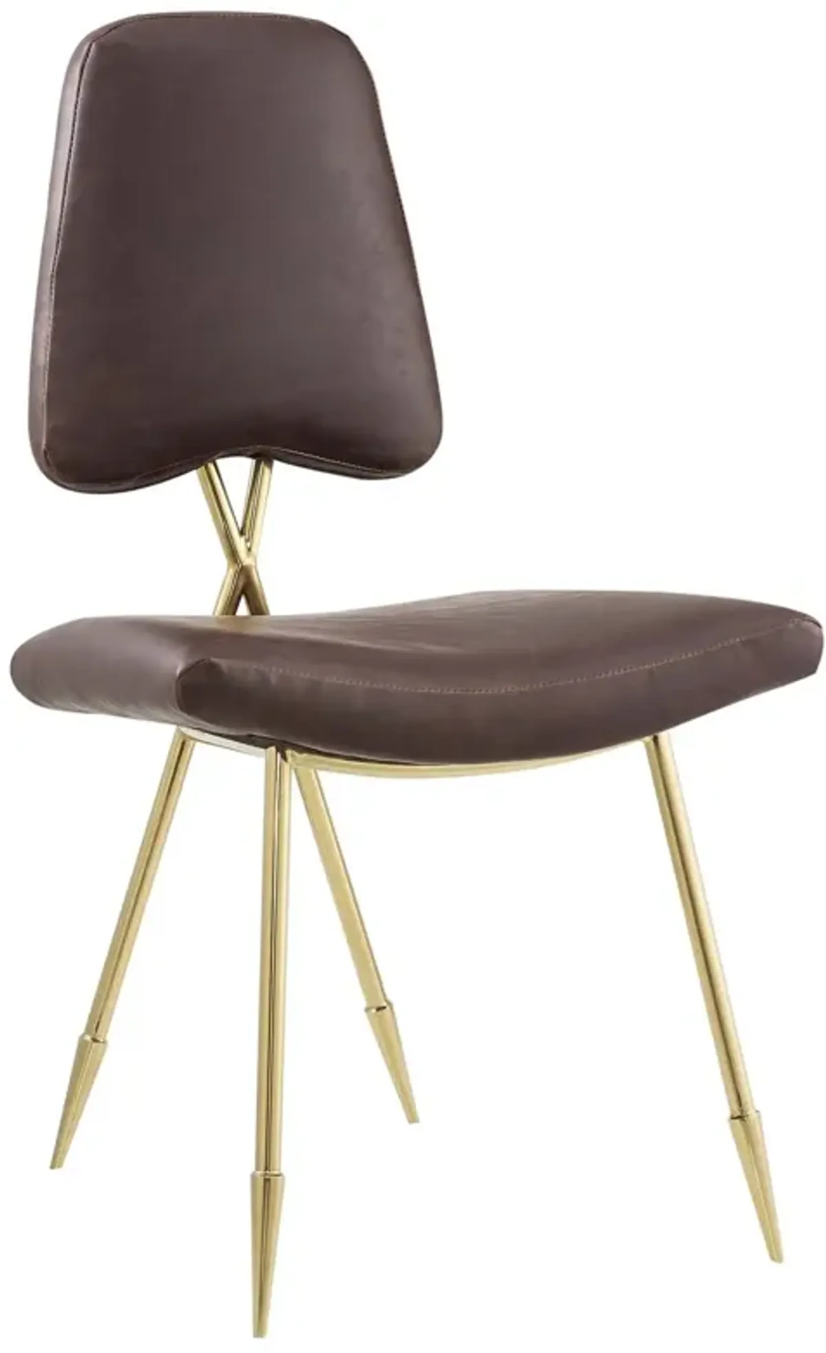 Ponder Antique Faux Leather Dining Side Chair by Modway Brown