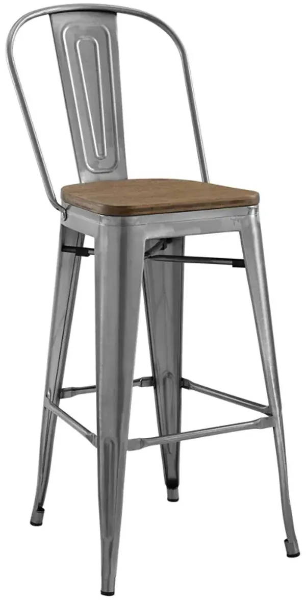 Promenade Bar Stool by Modway Gunmetal