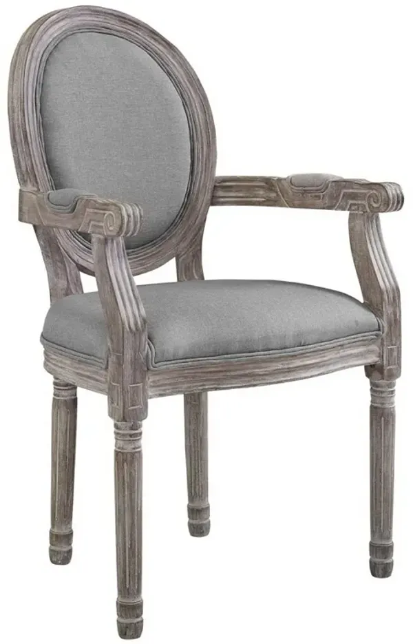 Emanate Vintage French Upholstered Fabric Dining Armchair by Modway Light Gray