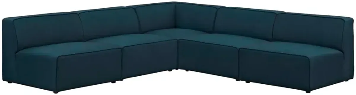 Mingle 5 Piece Upholstered Fabric Armless Sectional Sofa Set by Modway Gray