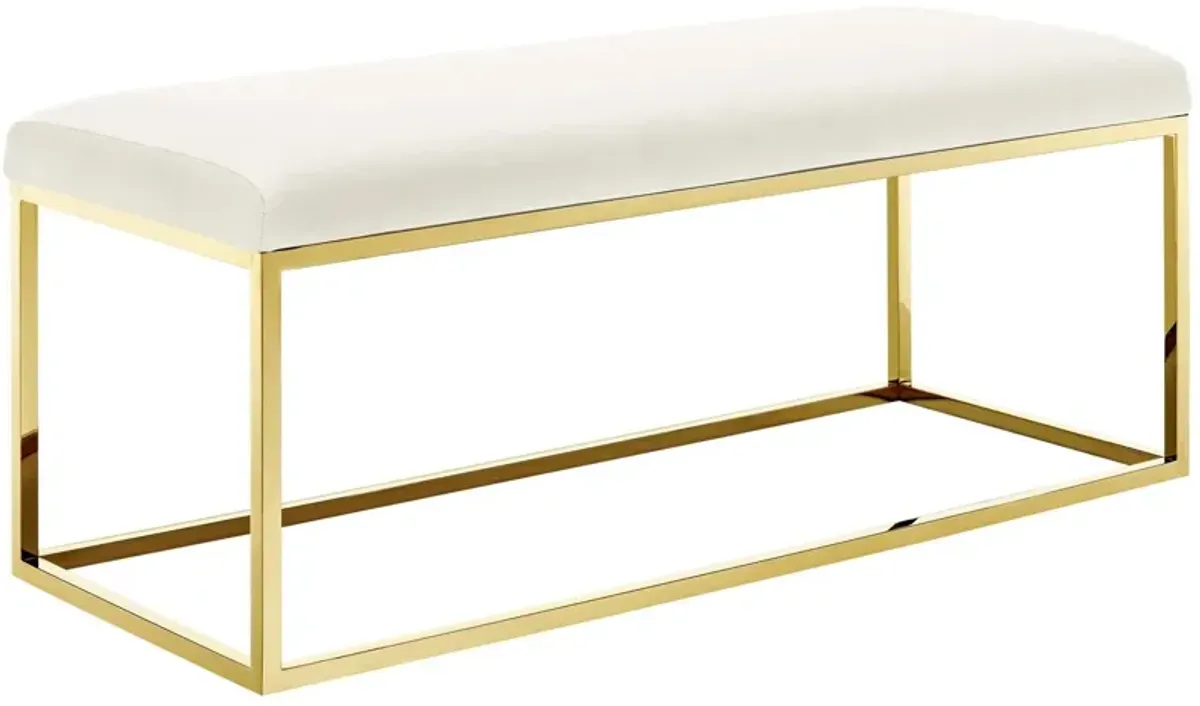 Anticipate Fabric Bench by Modway Gold Ivory