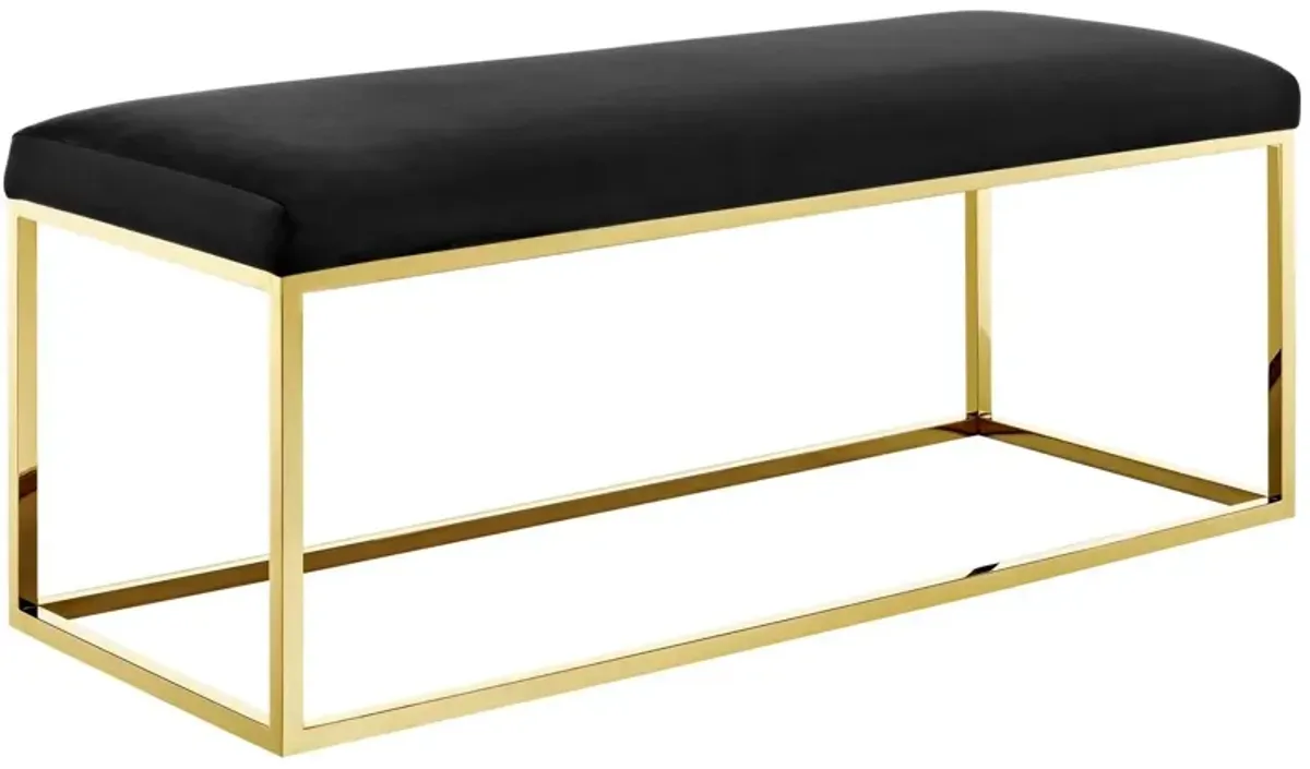 Anticipate Fabric Bench by Modway Gold Navy