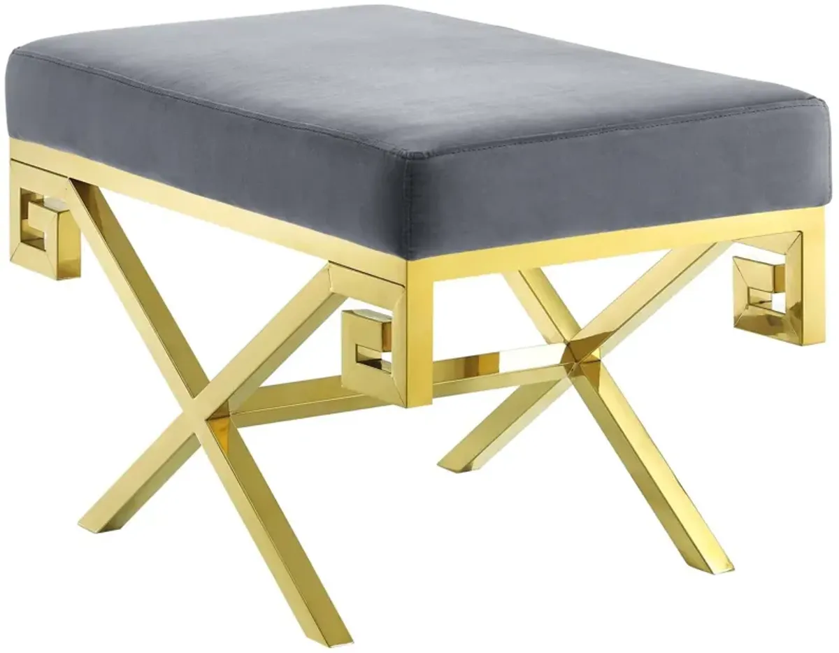 Rove Velvet Performance Velvet Bench by Modway Gold Gray