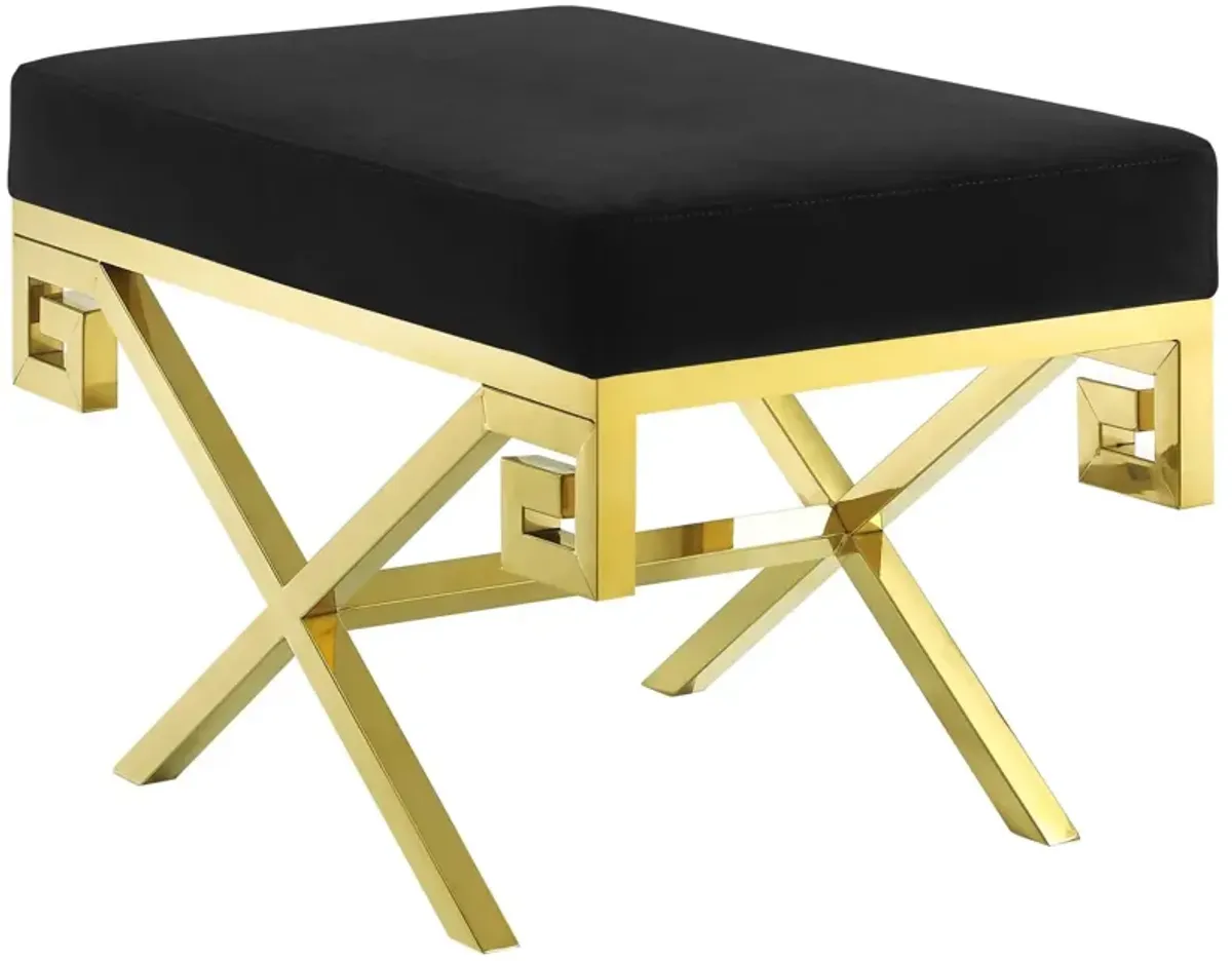 Rove Velvet Performance Velvet Bench by Modway Gold Navy