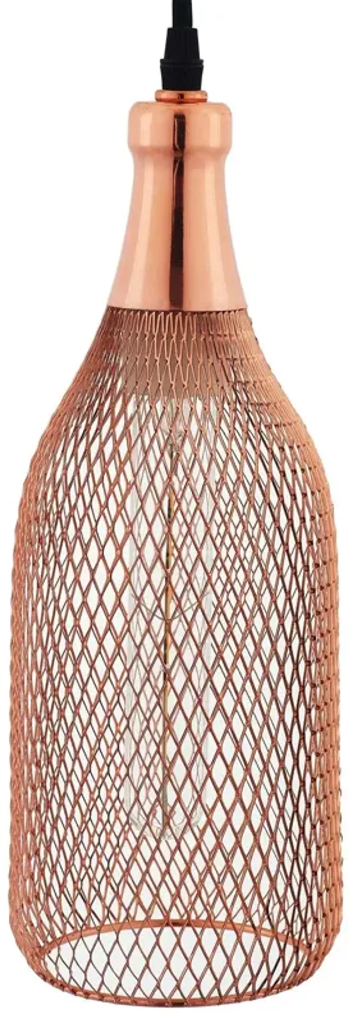 Glimmer Bottle-Shaped Rose Gold Pendant Light by Modway