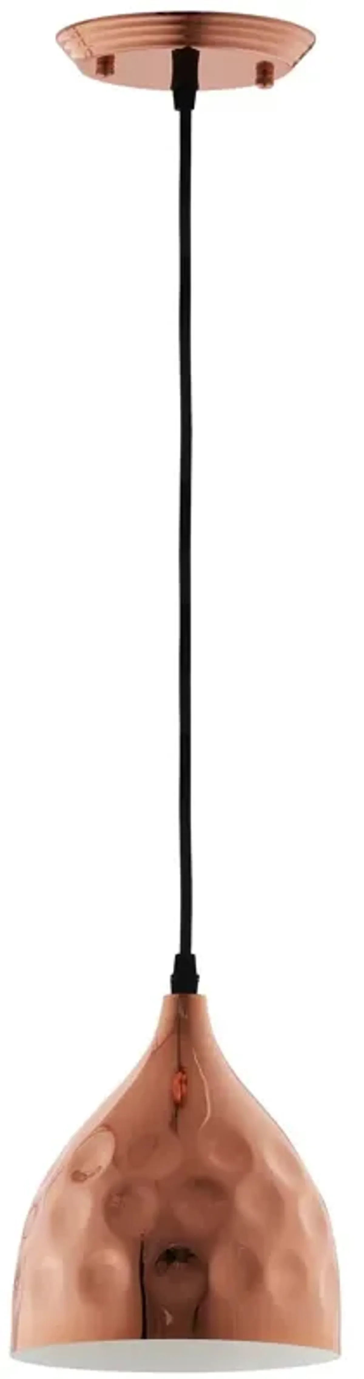 Dimple 6.5" Bell-Shaped Rose Gold Pendant Light by Modway