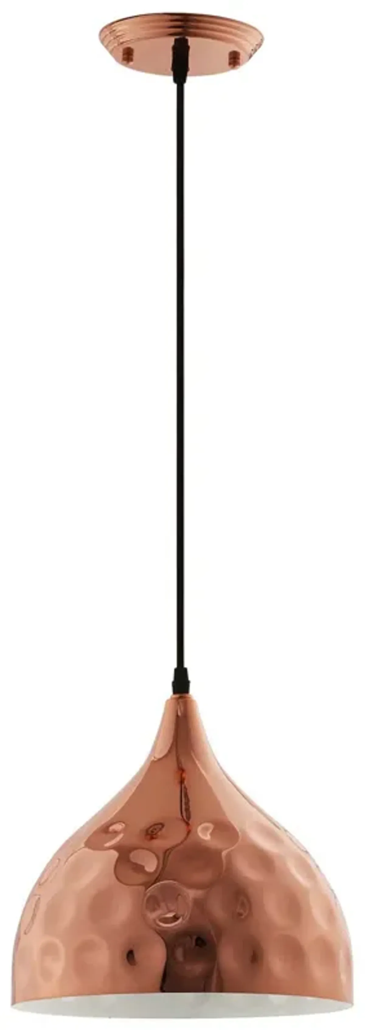 Dimple 11" Bell-Shaped Rose Gold Pendant Light by Modway